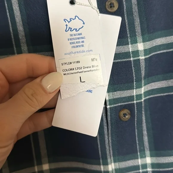 Southern Tide Men's Heron Plaid Flannel Long Sleeve plaid shirt - Picture 6 of 7